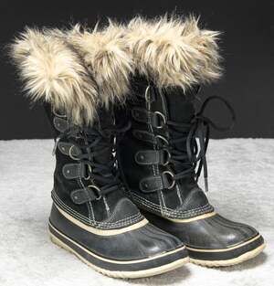 Sorel Joan of Arctic Black Waterproof Faux Fur Lined Snow Boots Womens Size 7